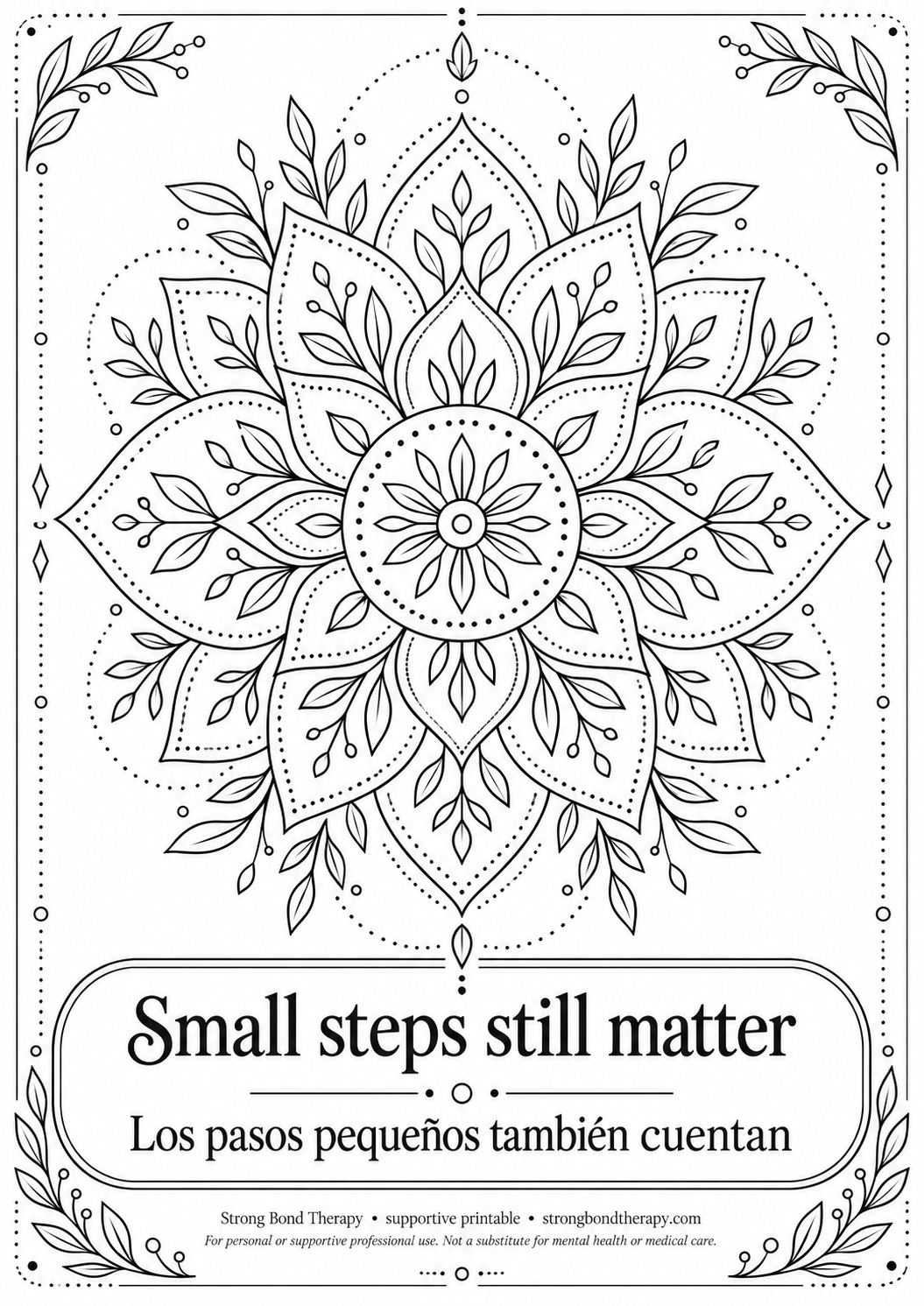 Mandala printable: Small Steps Still Matter