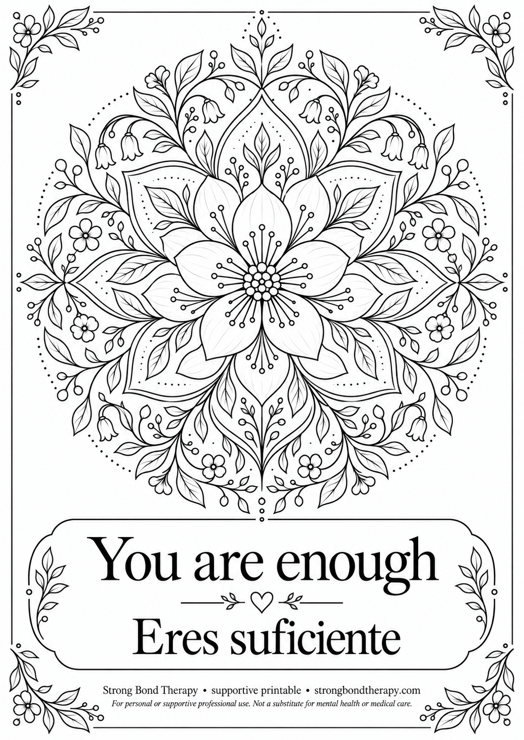 Mandala printable: You Are Enough